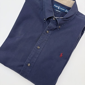 【ヴィンテージ】1点物　ラルフローレン　RalphLauren shirt XL 古着 90s Ralph Lauren 「BIG SHIRT」 ワンポイント ポケット付 デニム