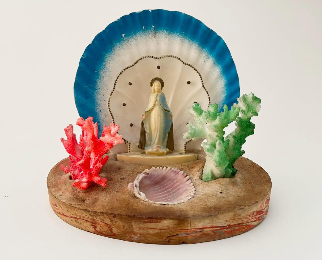 Virgin Mary Shell VIRGIN MARY Shell Art / Vintage Handmade - Etsy