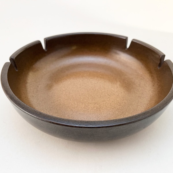 HEATH Brownstone Glaze 4 Slot Ceramic Ashtray / MCM / 8 1/2"