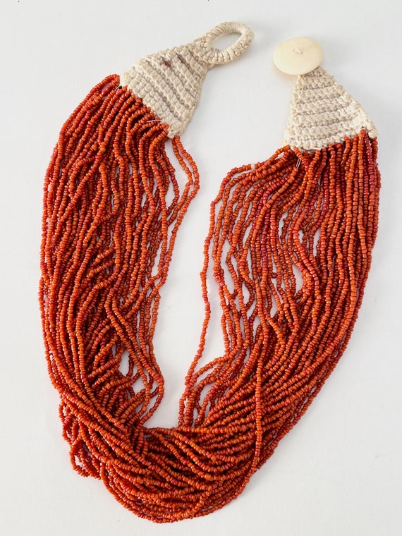 Vintage Konyak Naga Red Coral Glass Seed Beads Mu… - image 5