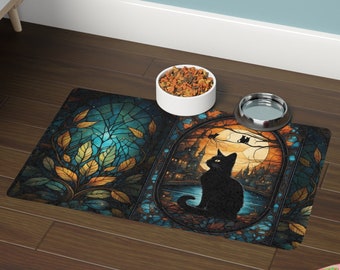 Majestic Autumn Cat Pet Food Matte - Künstlerische Katzenfuttermatte, Katzenmatte, niedliches Geschenk für Katzenbesitzer, Katzenliebhaber-Tischset, Katzendame, Katzenvater, Katzenmama