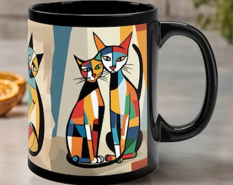 Picasso Style Art Cat Mug - Artsy Cubist Cat Coffee Mug - Colorful Abstract Cat Cup - Modern Art Geometric Cat Mug - Cute Gift For Cat Lover