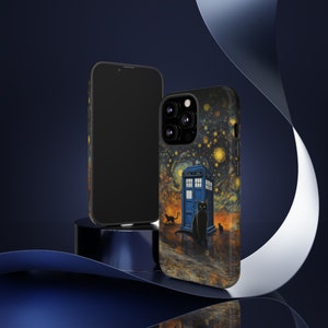 Black Cat Dr Who Phone Case, Doctor Style Tardis Blue Police Box Starry ...