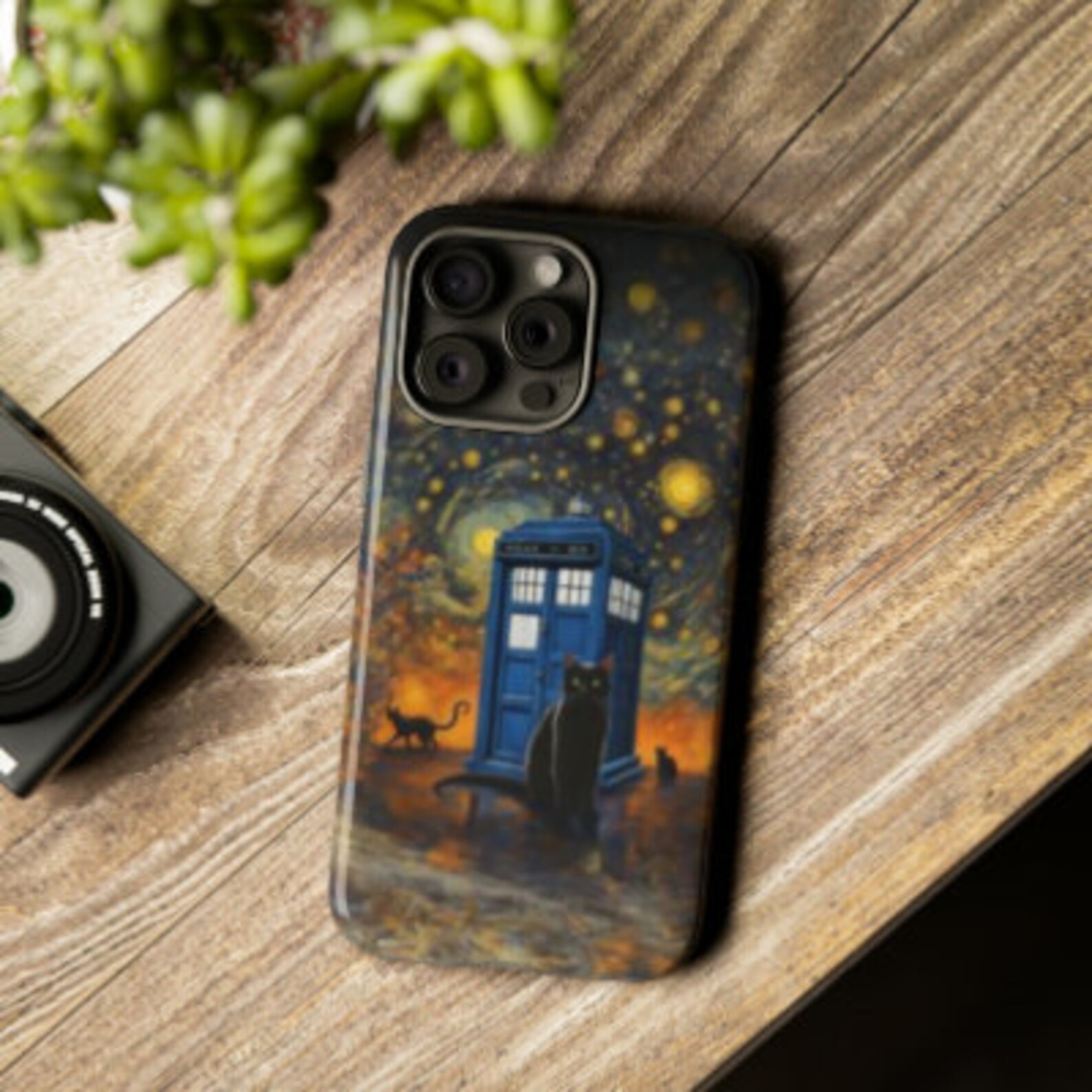 Black Cat Dr Who Phone Case, Doctor Style Tardis Blue Police Box Starry ...