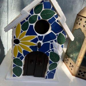 Birdhouse Mosaic, 12" Birdhouse, Bird House, Decorative Birdhouse, Yard Art, Garden Art