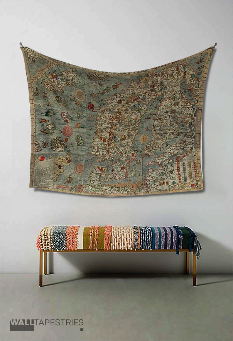 Old Scandinavia Map North of Europe Tapestry Wall Art Vintage - Etsy