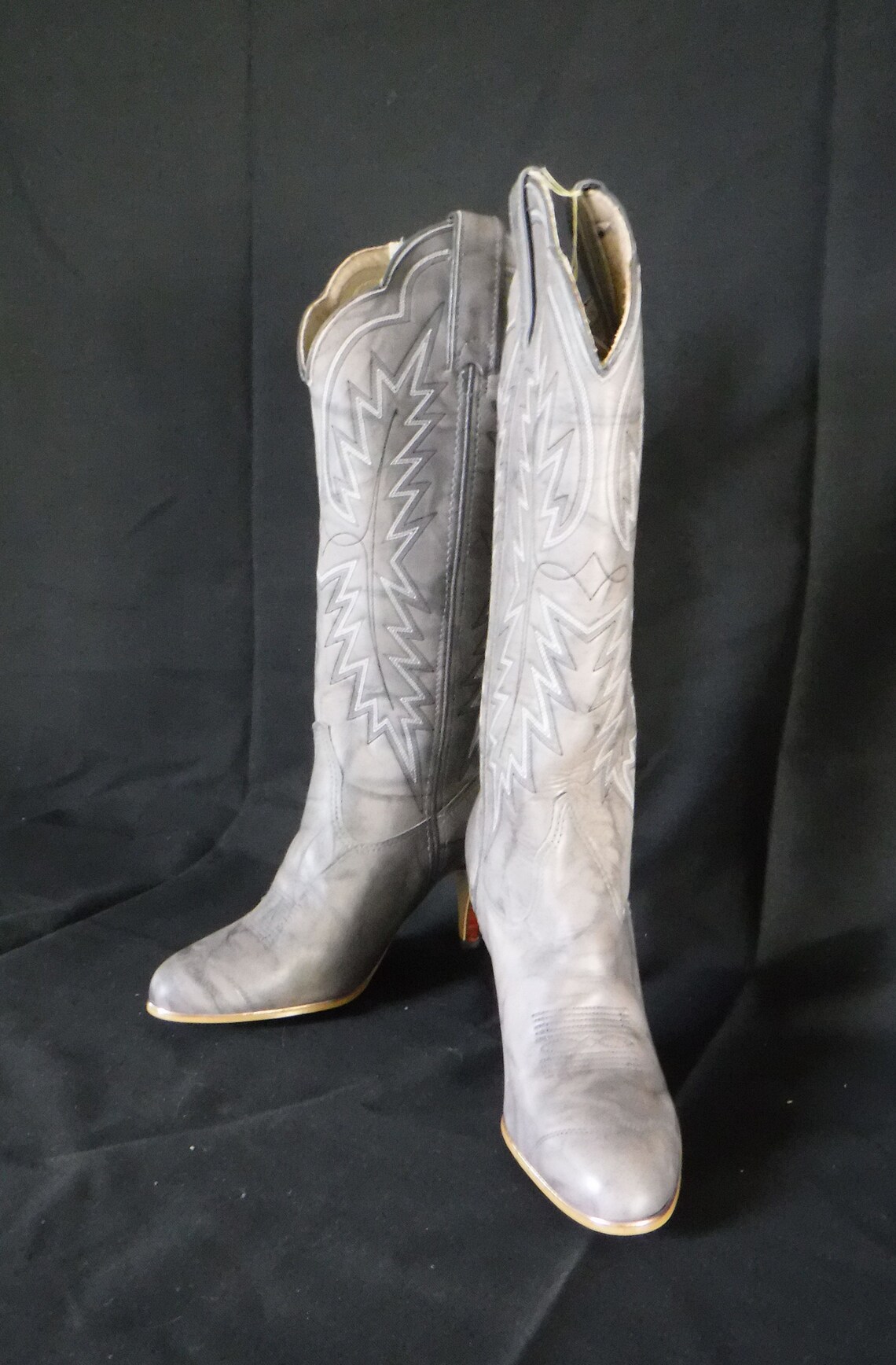 80's Grey Stiletto Western Boots NOS Women's Size 5M Etsy
