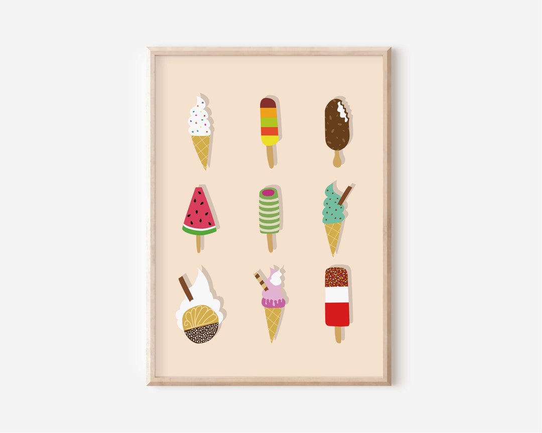 Ice Cream Print, Ice Lolly Wall Art, Digital Downloadable Print, Kids