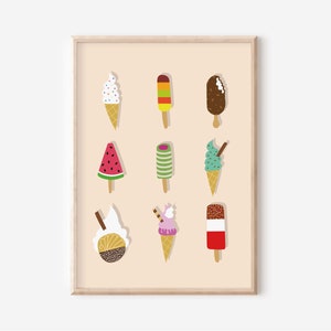 Ice Cream Print, Ice Lolly Wall Art, Digital Downloadable Print, Kids Wall Art, Wall Decor, Printable Art, Downloadable Print, Cute Print