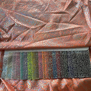 4 stretch way shinny polyester Spandex stone Foil fabric works for swimwear, dancewear, leotard, costume, leggings, gym Price sold by yard