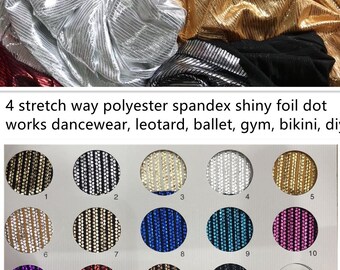 Tissu extensible en polyester élasthanne brillant 4 couleurs pour vêtements de danse, justaucorps, déguisements, leggings, prix vendu par mètre