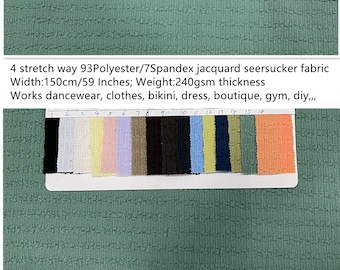 4 Stretch way 93Polyester 7Spandex jacquard seersucker fabric 240gsm weight works for swimwear, bikini, yogawear, clothes, diy Price yard