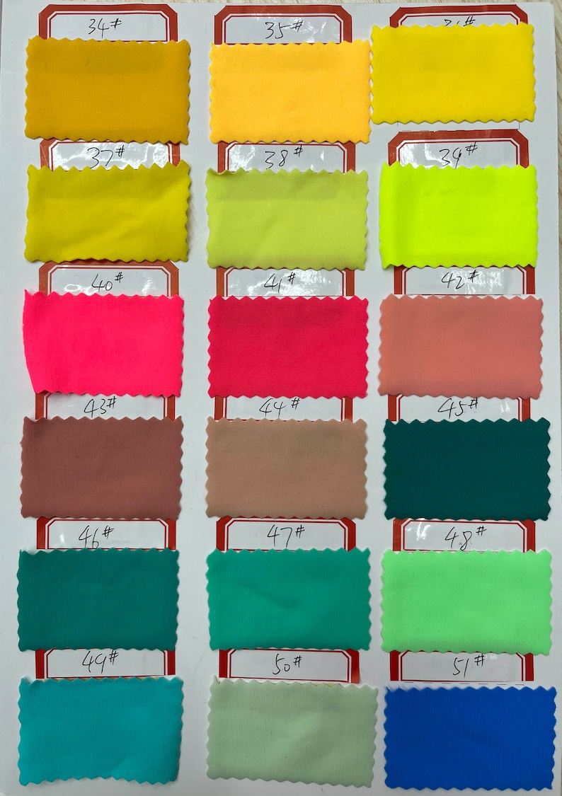 134 Solid Colors (1-70 color numbers) 4 stretch way 80 Nylon 20 Spandex 200 gsm ideas for swimwear, swimsuit, bikini, DIY Price sold by yard image 4