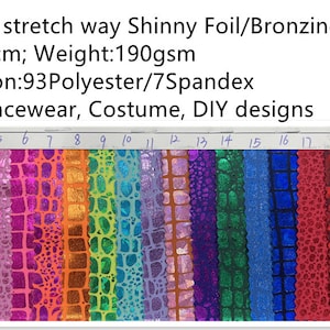4 stretch way shinny polyester Spandex snake Foil gilt works for dancewear, leotard, costume, leggings, gymnastics Price sold by yard