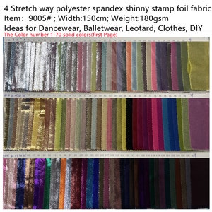 4 stretch way shinny polyester Spandex Foil fabric (1-70 Solid Colors) first page works for dancewear, leotard, leggings, Price sold by yard