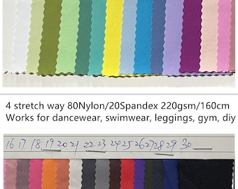 4-kierunkowy elastyczny materiał 80Nylon 20Spandex o gramaturze 220 g/m2, kostium kąpielowy, strój do tańca, body, kostium, trykot, strój kąpielowy Cena sprzedawana po cięciu na wymiar