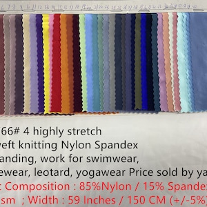 DSJ2766# 4 highly stretch way weft knitting Nylon Spandex soft handing, work for swimwear, dancewear, leotard, yogawear Price sold by yard
