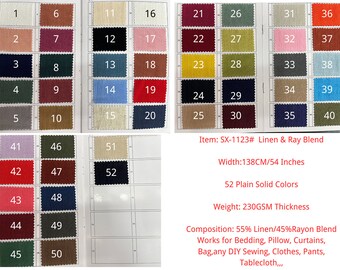 ストーンウォッシュ 55 リネン & 45 レーヨン ブレンド生地 (52 色) 1123# 家の装飾、寝具、カーテン、バッグ、衣類、DIY に最適。1 ヤードあたりの価格
