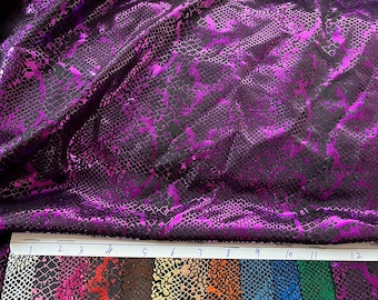 4 vías de estiramiento brillante 89 poliéster 11 Spandex serpiente papel dorado funciona para ropa de baile, leotardos, disfraces, leggings, gimnasia Precio vendido cortado a medida