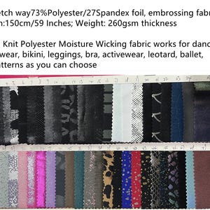 4 stretch way Foil & Embossing polyester spandex fabric 260gsm works dancewear, swimwear, ballet, costume, leggings, DIY Price sold by yard