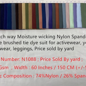 4 hihgly stretch way double sides Moisture wicking Nylon Spandex  suit for activewear, yogawear, dancewear, leggings, Price sold by yard