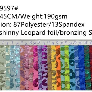 4 stretch way shinny polyester Spandex leopard Foil gilt works for dancewear, leotard, costume, leggings, gymnastics Price sold by yard