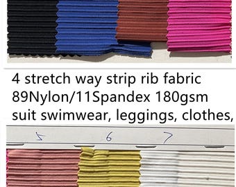 4 stretch way 89 Polyester 11 Spandex strip rib fabric 180 gsm, suit  swimwear, pants, clothes, bikini, yogawear,  Price sold by yard
