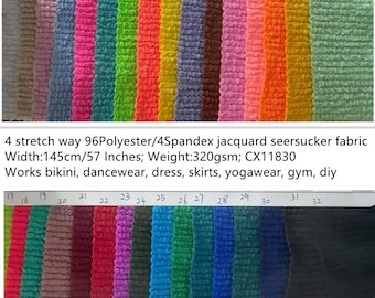 4 stretch way 320gsm 96polyester 4Spandex stretched seersucker fabric, work swimwear, bikini, leggings, clothes, gym, diy,Price sold by yard
