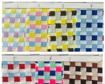 4 Stretch way colorful jacquard grid check fabric 200gsm weight works swimwear, activewear, leggings, Clothes, diy, gym, swimwear, sold yard
