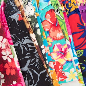 Double brushed polyester spandex custom fabric Print NO MOQ, 180GSM weight , Works for headband, swimwear, accessories, Price sold by yard