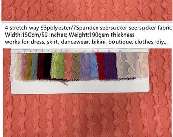 4 Stretch way 93Polyester 7Spandex jacquard seersucker fabric 190gsm weight works for swimwear, bikini, yogawear, clothes, diy Price yard