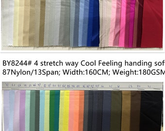 4-kierunkowy elastyczny nylon Spandex, przyjemny w dotyku materiał o gramaturze 180 g/m2, kostium kąpielowy, strój do tańca, body, kostium, trykot. Cena sprzedaży pociętej na wymiar.