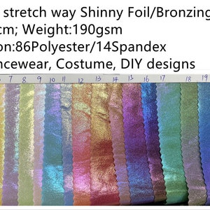 4 stretch way shinny polyester Spandex Foil bronzing gilt works for dancewear, leotard, costume, leggings, gymnastics Price sold by yard