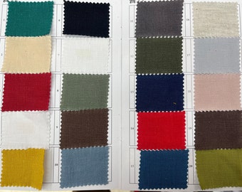 72 Colors swatches Catalog 100% Natural Eco-friendly Stone-Washed Linen fabric SX101 work for Home decor, bedding, curtains, bag, clothing