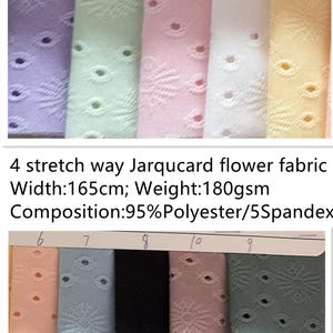 4 Stretch way Polyester Spandex jarquard flower fabric 180gsm weight works for swimwear, leggings, yogawear, Clothes Price sold by yard