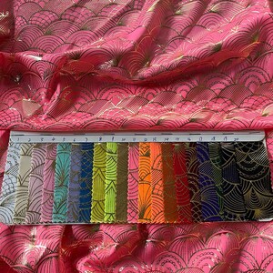 4 stretch way shinny polyester Spandex scallop Foil fabric works for dancewear, leotard, costume, leggings, gymnastics Price sold by yard
