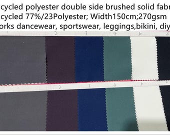 Recycled 77 polyester 23 spandex double side brushed fabric soft handing 270gsm support print, Works swimwear, bikini, dancewear, sold yard
