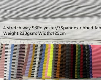 4 stretch way 93 Polyester 7 Spandex thicker 230gsm ribbed fabric for swimwear, leggings, dress, yogawear, clothes Price sold by yard