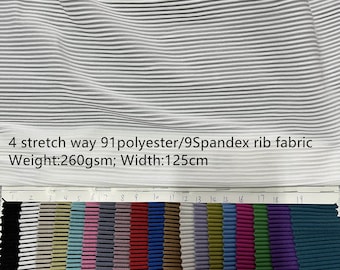4 stretch way 91 Polyester 9 Spandex thicker weight 260gsm ribbed fabric for swimwear, leggings, dress, yogawear, clothes Price sold by yard