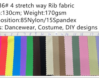 4 stretch way highly stretch ribbed fabric 85N/15Span weight 170gsm soft handing swimwear, leggings, dress, yogawear, DIY Price sold by yard