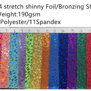 4 stretch way shinny polyester Spandex Foil bronzing gilt works for dancewear, leotard, costume, leggings, gymnastics Price sold by yard