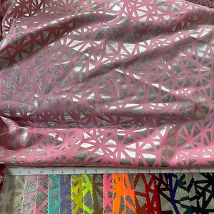 4 stretch way shinny polyester Spandex irregular triangle Foil fabric works swimwear, leotard, costume, leggings, gym Price sold by yard
