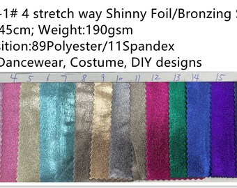 Spandex de poliéster brillante y elástico en 4 direcciones con acabado dorado bronceado, ideal para ropa de baile, leotardos, disfraces, leggings y gimnasia. Se vende cortado a medida.
