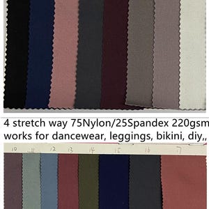 N1076# 4 stretch way 220gsm Nylon Spandex Super soft handing suit for swimwear, yogawear, Legging, leotard, ballet,  Price sold by yard