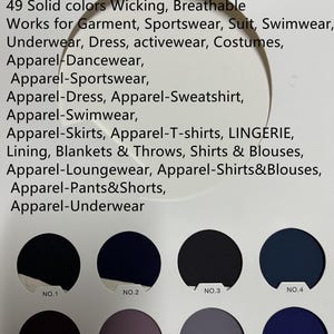 49 Solid Colors 4 Stretch Doppelseiten Nylon Spandex weicher Griff funktioniert für Yogawear, Activewear, Leggings, Bademode, Preis wird lose verkauft
