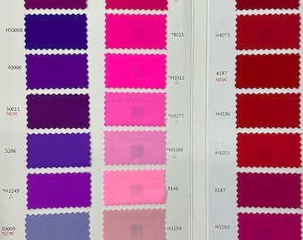 108 Solid Colors (one page) 4 stretch way 80 Nylon 20 Spandex 200 gsm ideas for swimwear, swimsuit, bikini, DIY,  Price sold by yard