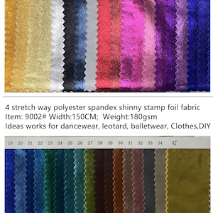 4 stretch way shinny polyester Spandex Foil bronzing gilt works for dancewear, leotard, costume, leggings, gymnastics Price sold by yard