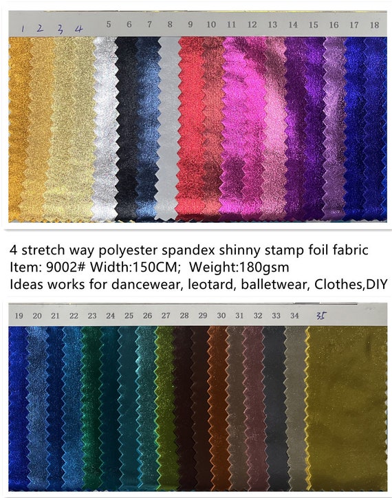 4 stretch way shinny polyester Spandex Foil bronzing gilt works for dancewear, leotard, costume, leggings, gymnastics Price sold by yard