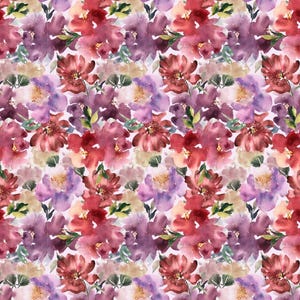 4 way stretched polyester spandex watercolor flower  print -800007- Works swimwear, dancewear Support Custom print - Price sold by yard
