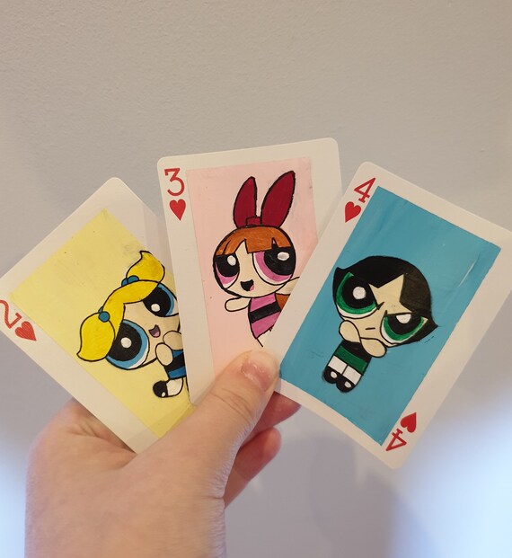 Hand Painted Powerpuff Girl Card Set Etsy